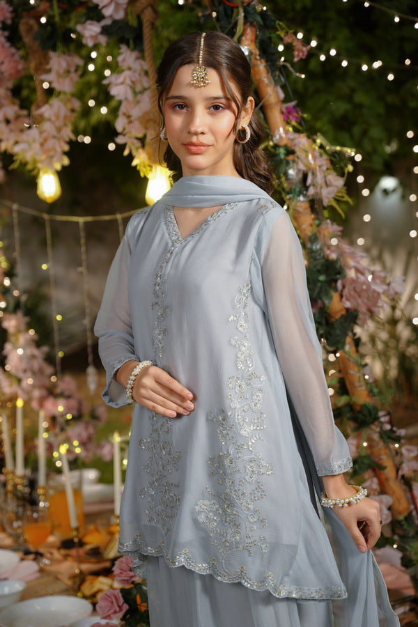 Sprinkles Girls Pret Embroidered Net Sequence Afsana 3 Piece Suit SPDR931 - Festive Collection