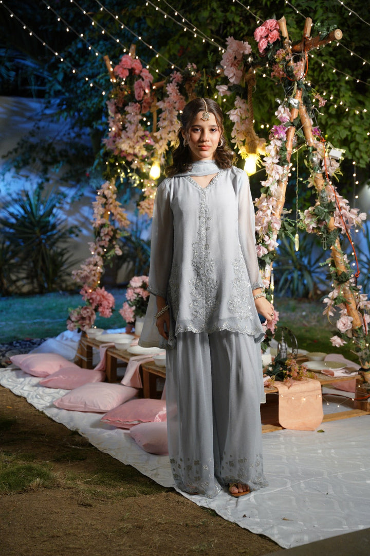 Sprinkles Girls Pret Embroidered Net Sequence Afsana 3 Piece Suit SPDR931 - Festive Collection