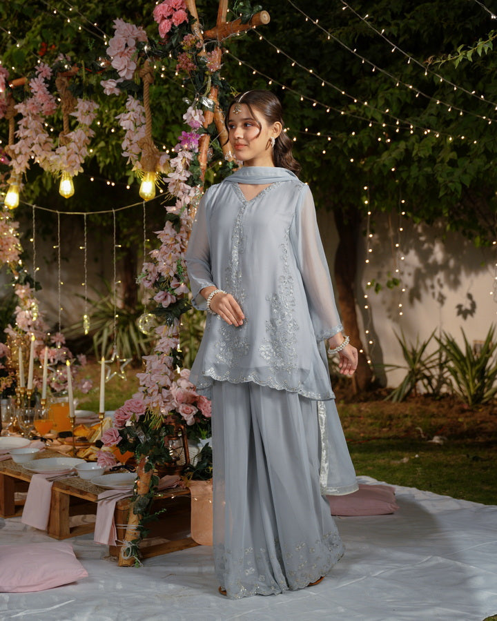 Sprinkles Girls Pret Embroidered Net Sequence Afsana 3 Piece Suit SPDR931 - Festive Collection