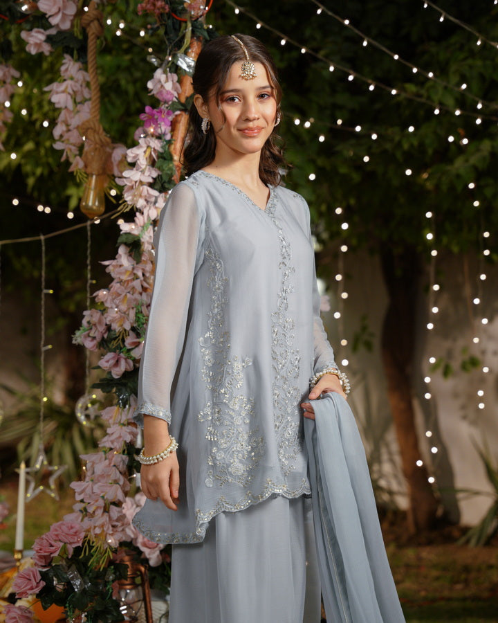 Sprinkles Girls Pret Embroidered Net Sequence Afsana 3 Piece Suit SPDR931 - Festive Collection