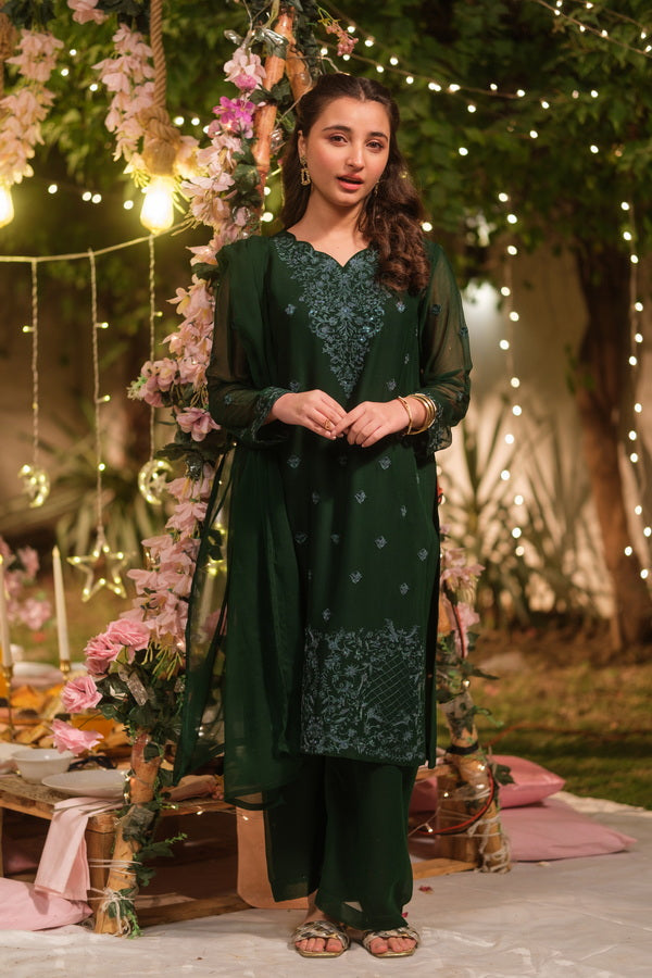 Sprinkles Girls Pret Embroidered Net Sequence Parizad 3 Piece Suit SPDR935 - Festive Collection