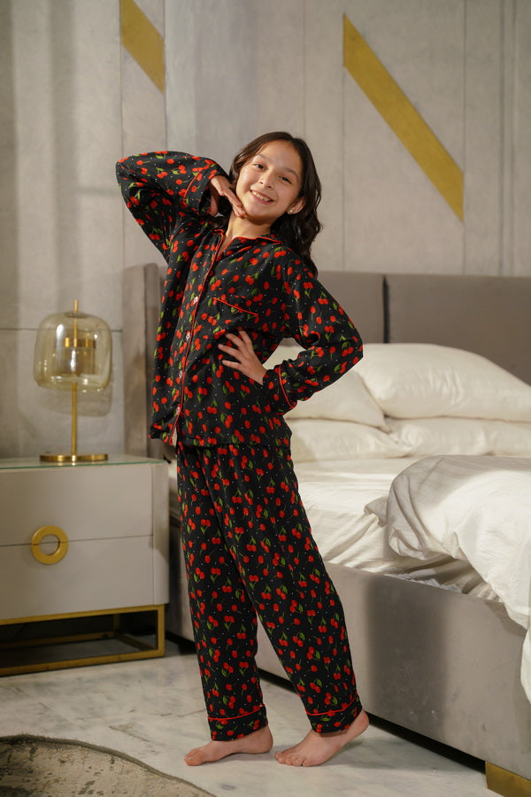 Sprinkles Girls Pret Nightwear Printed Boski Linen Berry Palazzo  SPDR957 - Summer Collection
