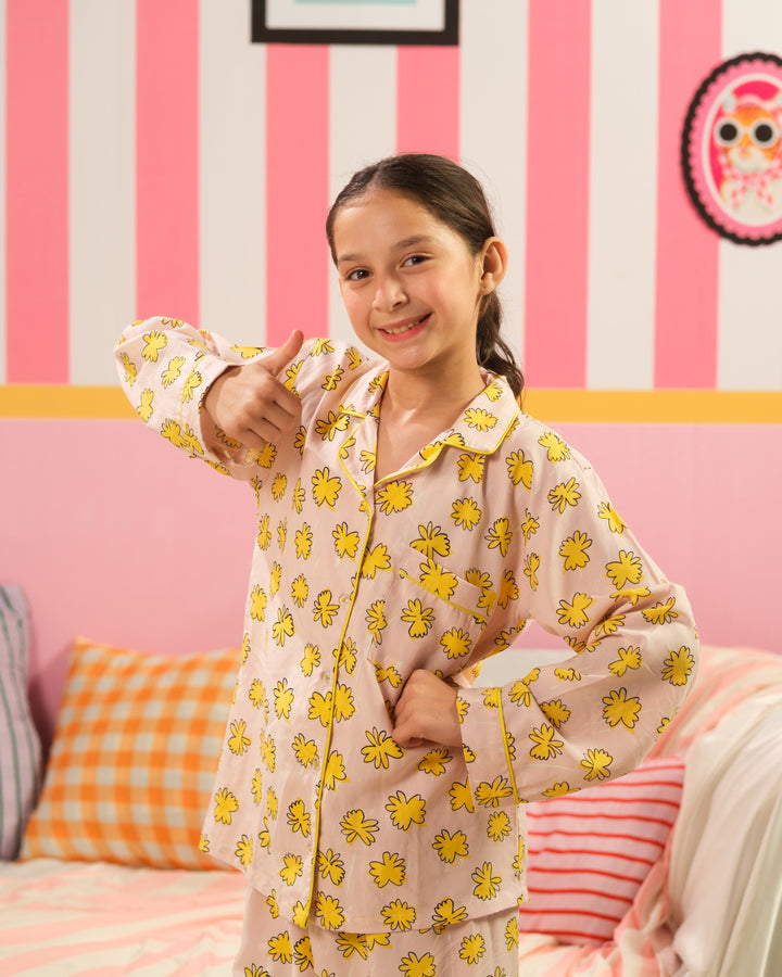 Sprinkles Girls RTW Printed Boski Linen 2 Piece Suit Butter Glow Summer Collection