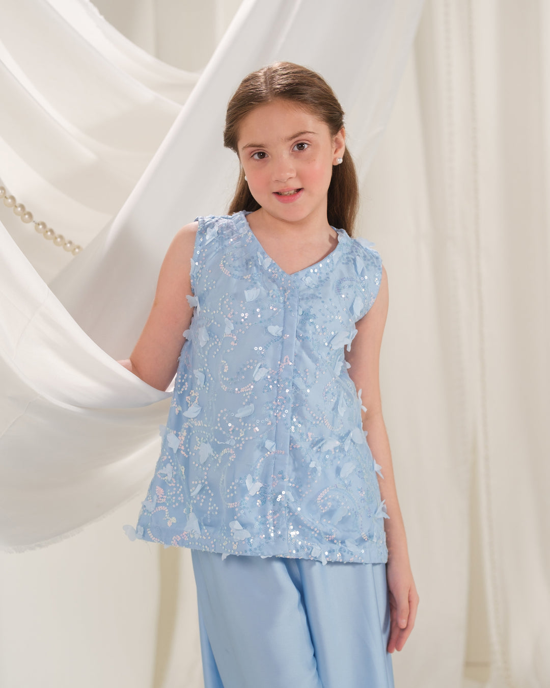 Sprinkles Girls RTW Embroidered Silk 2 Piece Suit Frosted Petal Festive Collection