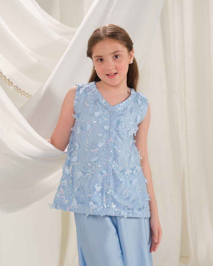 Sprinkles Girls RTW Embroidered Silk 2 Piece Suit Frosted Petal Festive Collection