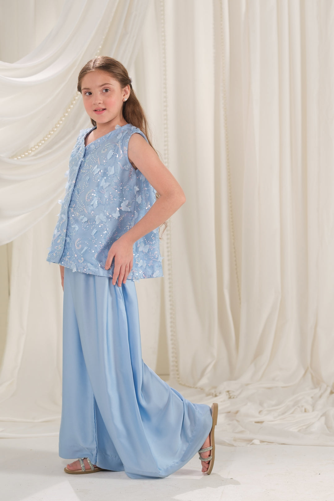 Sprinkles Girls RTW Embroidered Silk 2 Piece Suit Frosted Petal Festive Collection