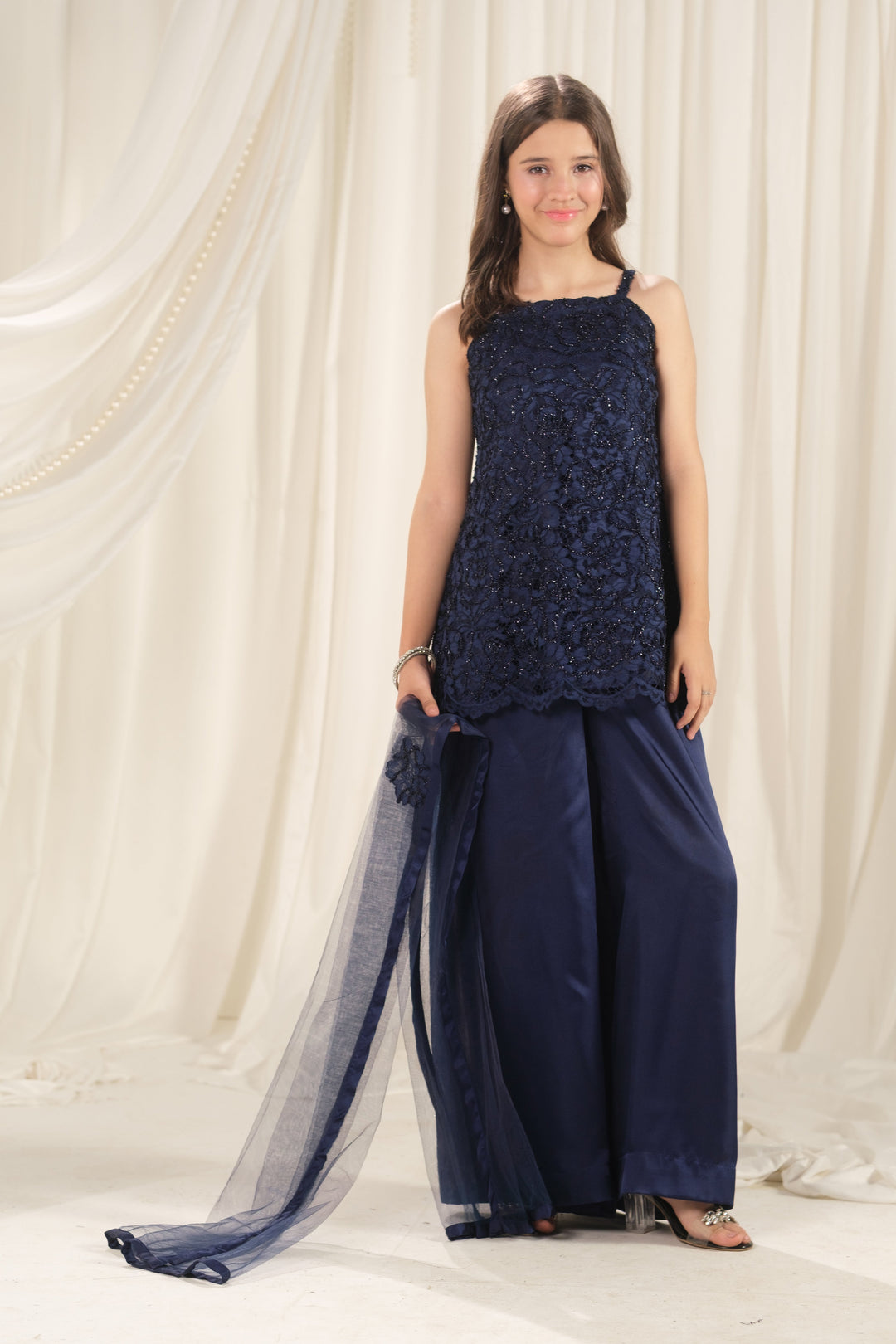 Sprinkles Girls RTW Embroidered Silk 3 Piece Suit Midnight Mirage Festive Collection
