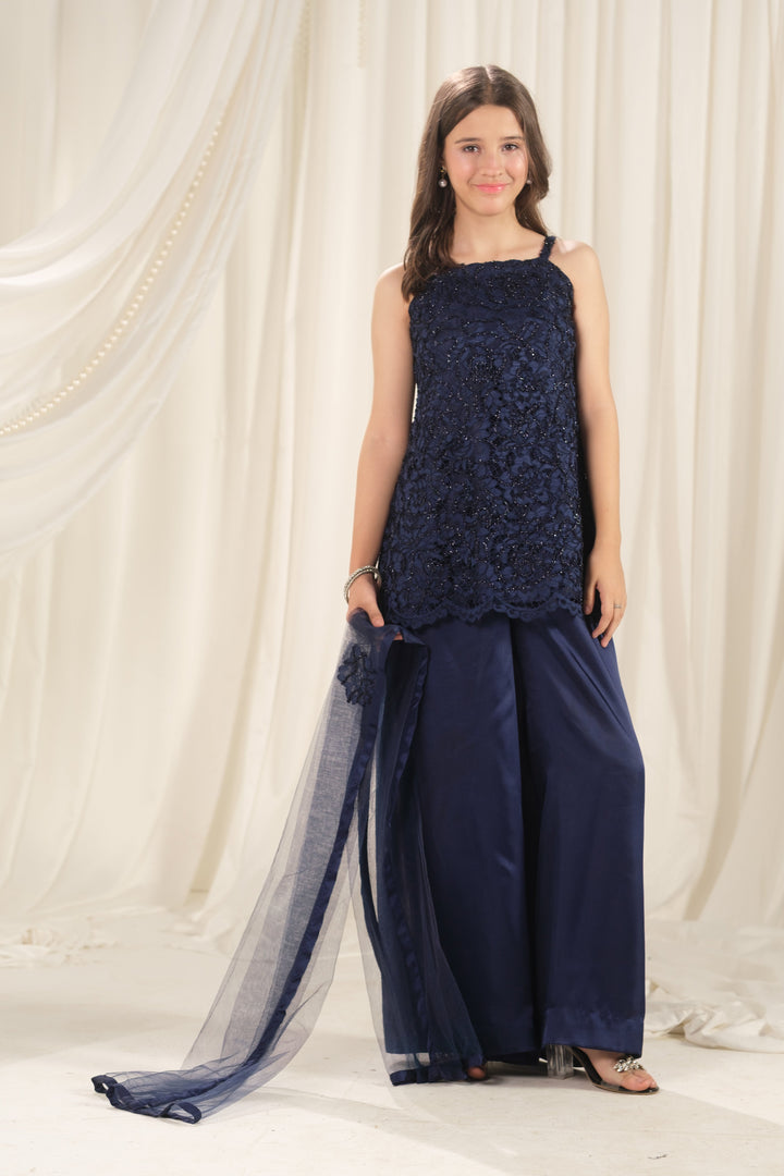 Sprinkles Girls RTW Embroidered Silk 3 Piece Suit Midnight Mirage Festive Collection