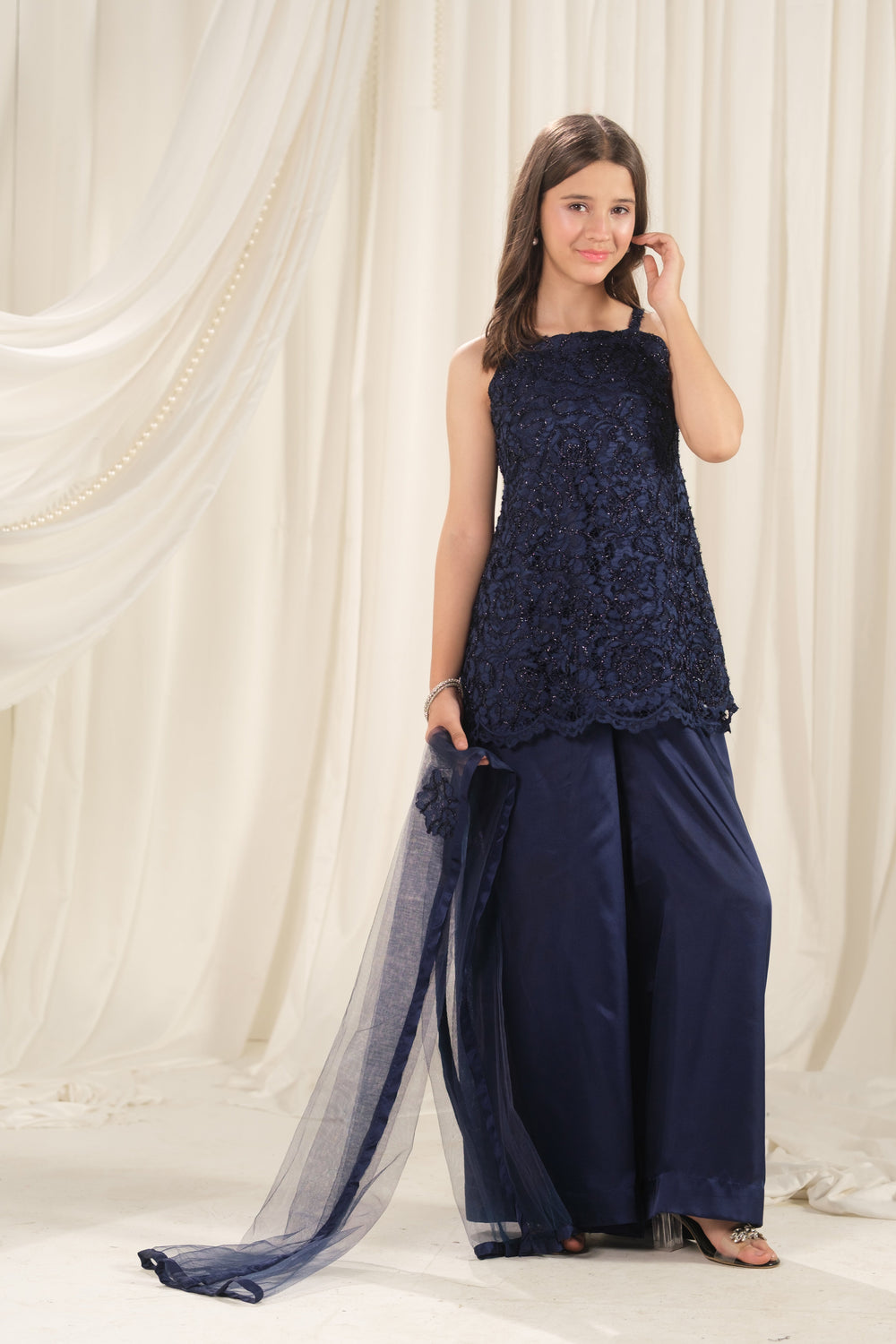 Sprinkles Girls RTW Embroidered Silk 3 Piece Suit Midnight Mirage Festive Collection