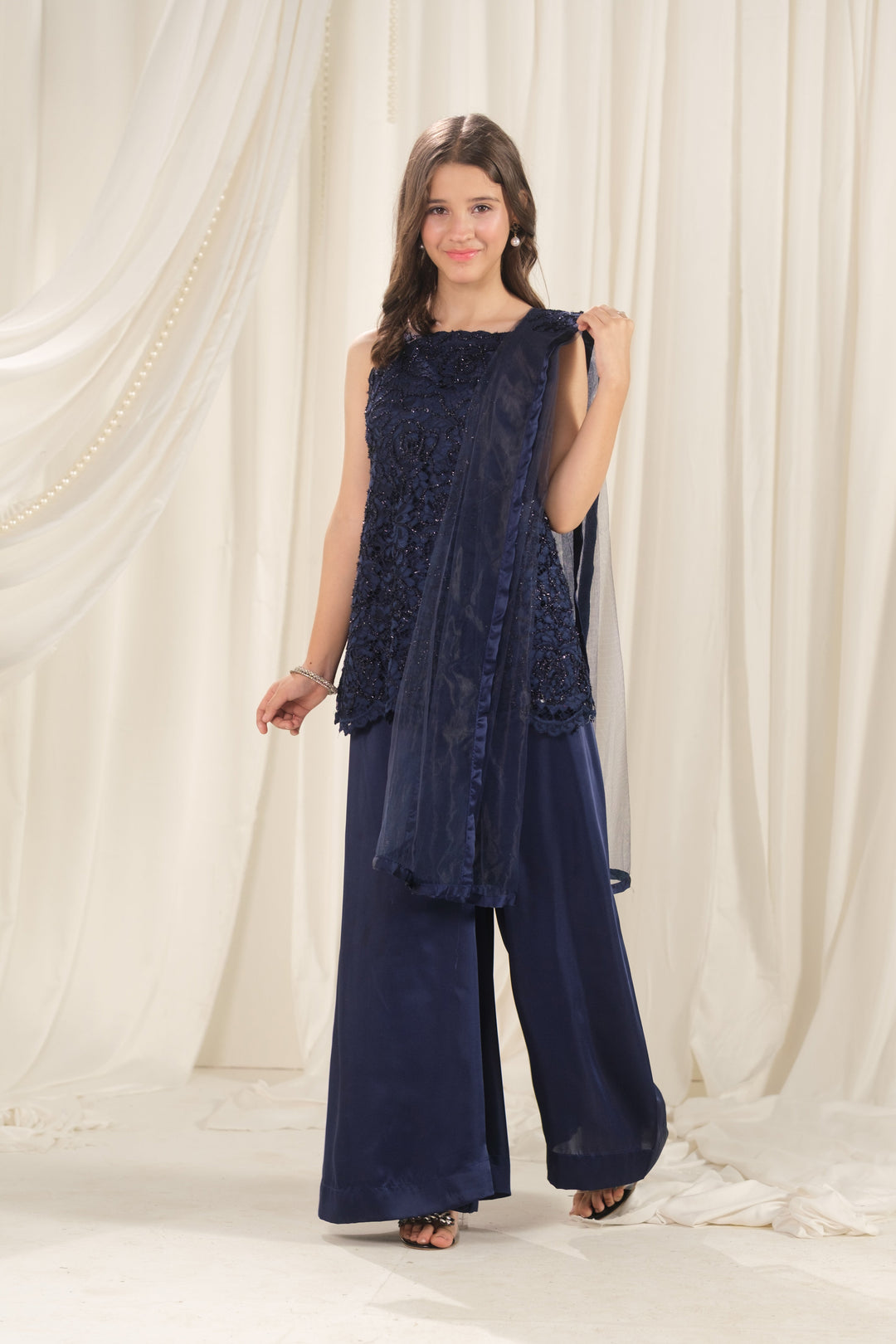 Sprinkles Girls RTW Embroidered Silk 3 Piece Suit Midnight Mirage Festive Collection