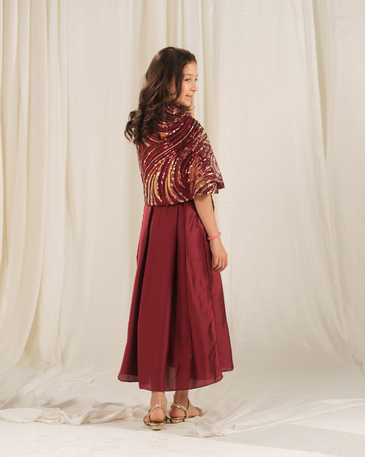 Sprinkles Girls RTW Embroidered Silk 2 Piece Suit Golden Swirl Festive Collection