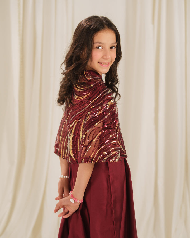 Sprinkles Girls RTW Embroidered Silk 2 Piece Suit Golden Swirl Festive Collection