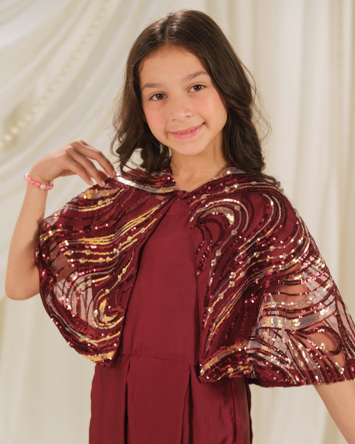 Sprinkles Girls RTW Embroidered Silk 2 Piece Suit Golden Swirl Festive Collection