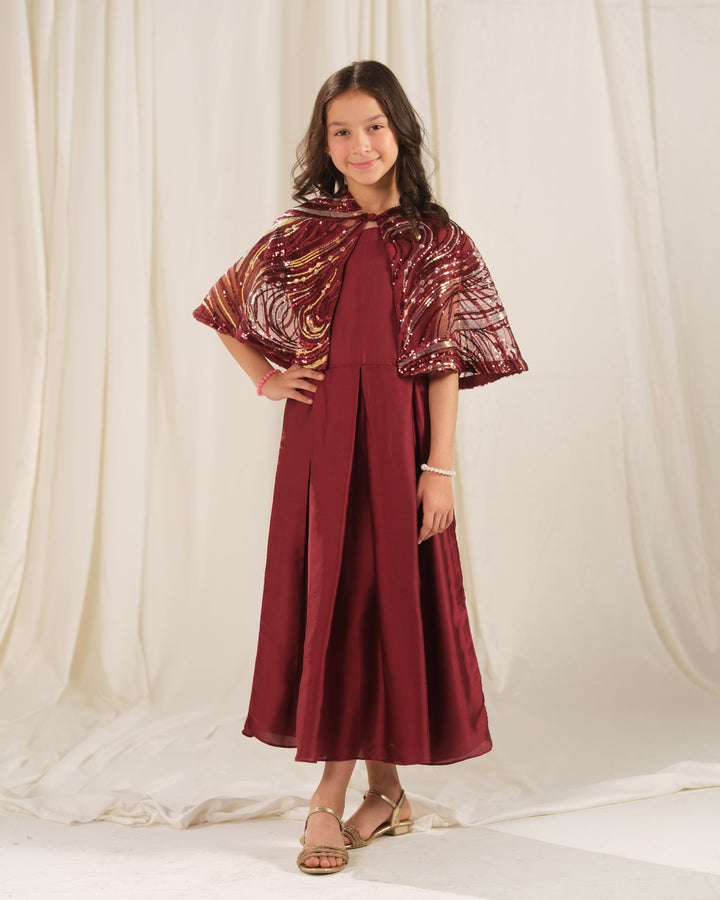 Sprinkles Girls RTW Embroidered Silk 2 Piece Suit Golden Swirl Festive Collection