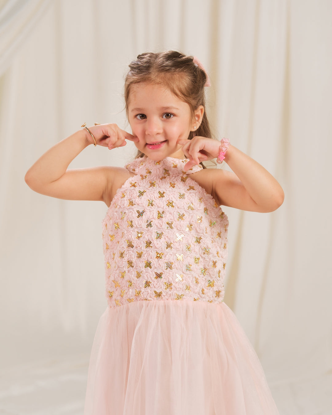 Sprinkles Girls RTW Embossed Net 1 Piece Suit Gilded Petal Festive Collection