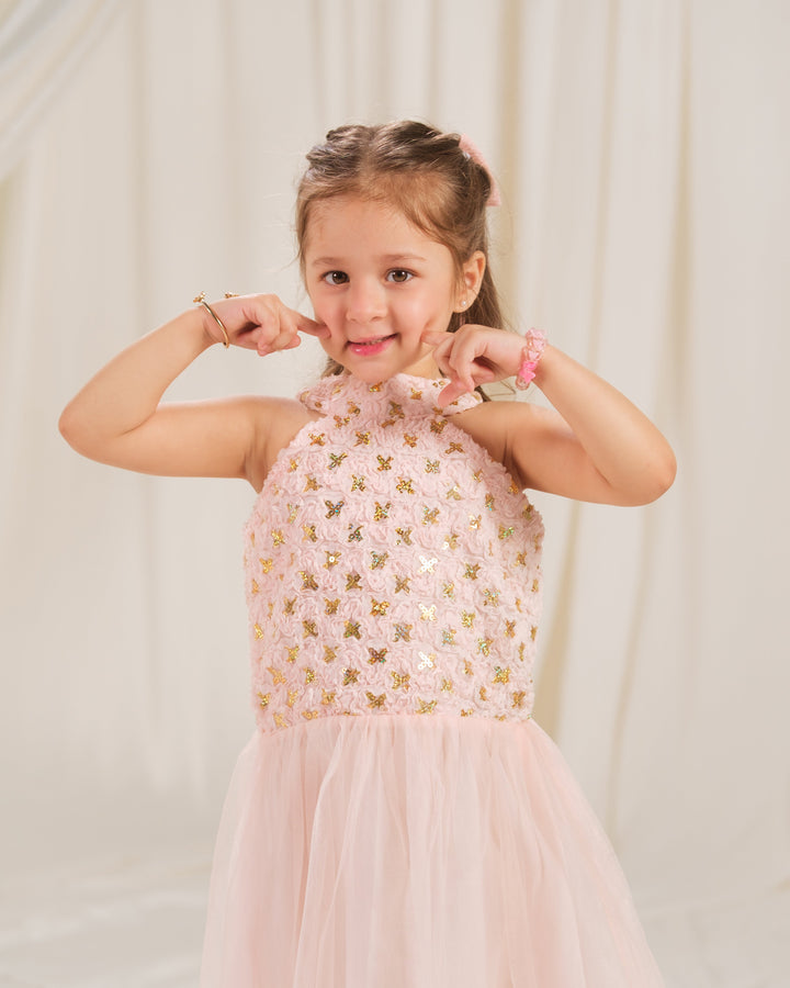 Sprinkles Girls RTW Embossed Net 1 Piece Suit Gilded Petal Festive Collection