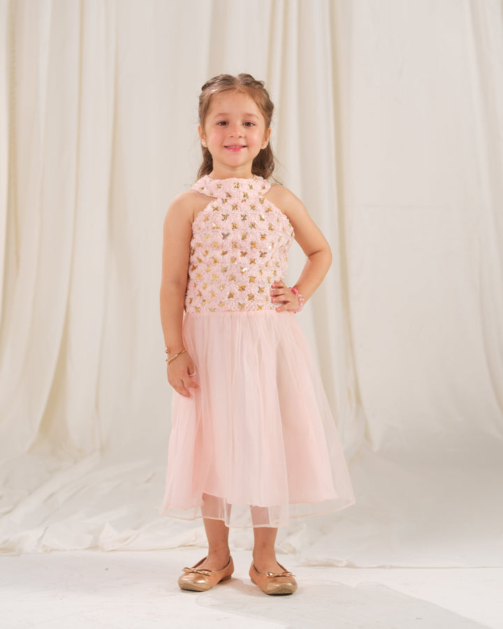 Sprinkles Girls RTW Embossed Net 1 Piece Suit Gilded Petal Festive Collection