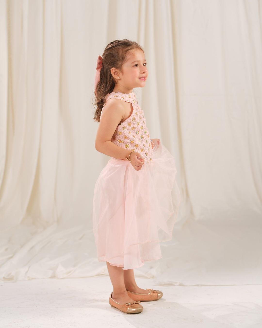 Sprinkles Girls RTW Embossed Net 1 Piece Suit Gilded Petal Festive Collection
