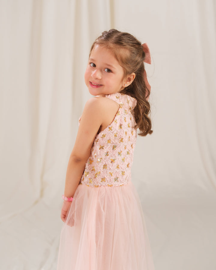 Sprinkles Girls RTW Embossed Net 1 Piece Suit Gilded Petal Festive Collection