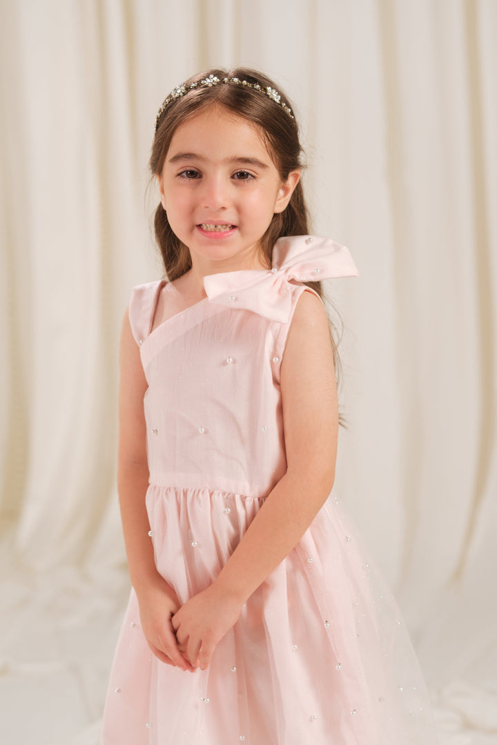 Sprinkles Girls RTW Embossed Net 1 Piece Suit Peach Radiance Festive Collection