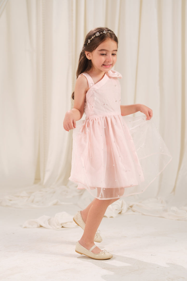 Sprinkles Girls RTW Embossed Net 1 Piece Suit Peach Radiance Festive Collection