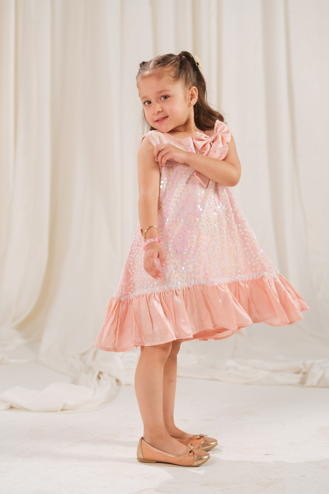 Sprinkles Girls RTW Embossed Net 1 Piece Suit Pearl Whisper Festive Collection