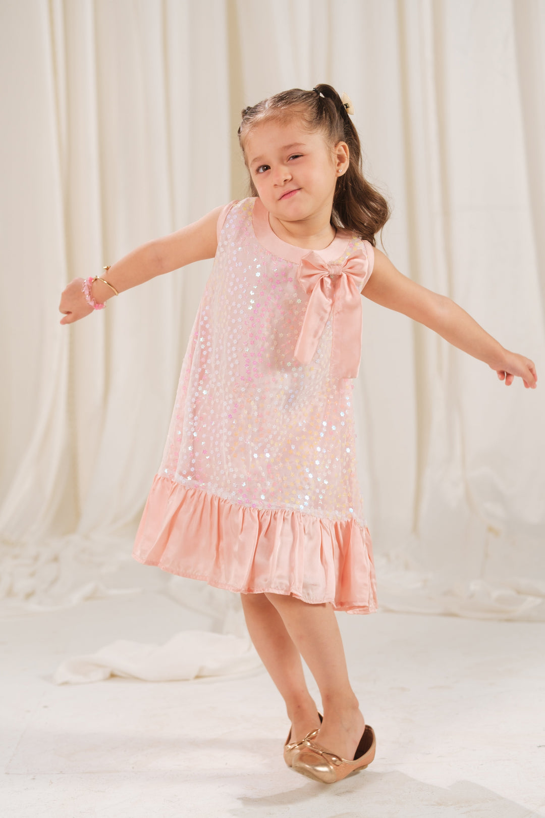 Sprinkles Girls RTW Embossed Net 1 Piece Suit Pearl Whisper Festive Collection