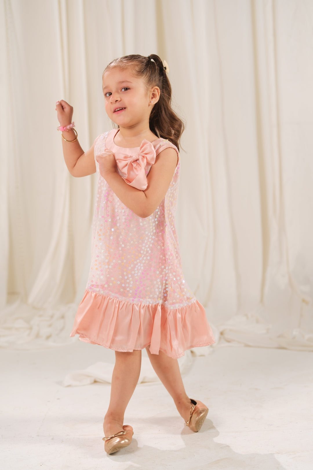 Sprinkles Girls RTW Embossed Net 1 Piece Suit Pearl Whisper Festive Collection