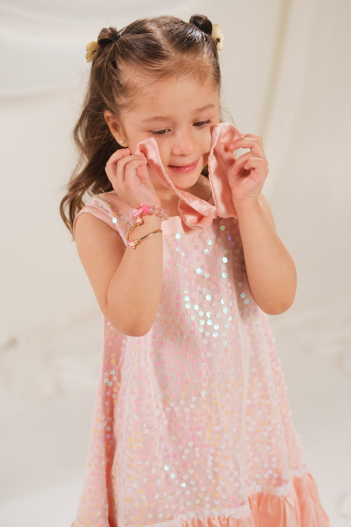 Sprinkles Girls RTW Embossed Net 1 Piece Suit Pearl Whisper Festive Collection