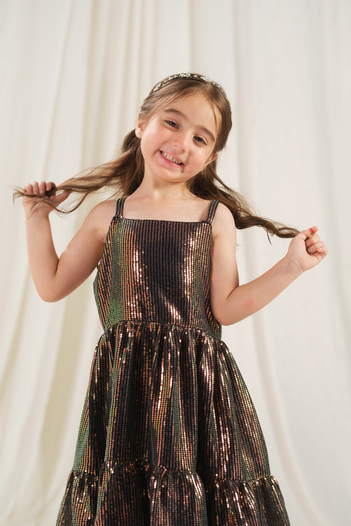 Sprinkles Girls RTW Embossed Net 1 Piece Suit Onyx Stripe Festive Collection