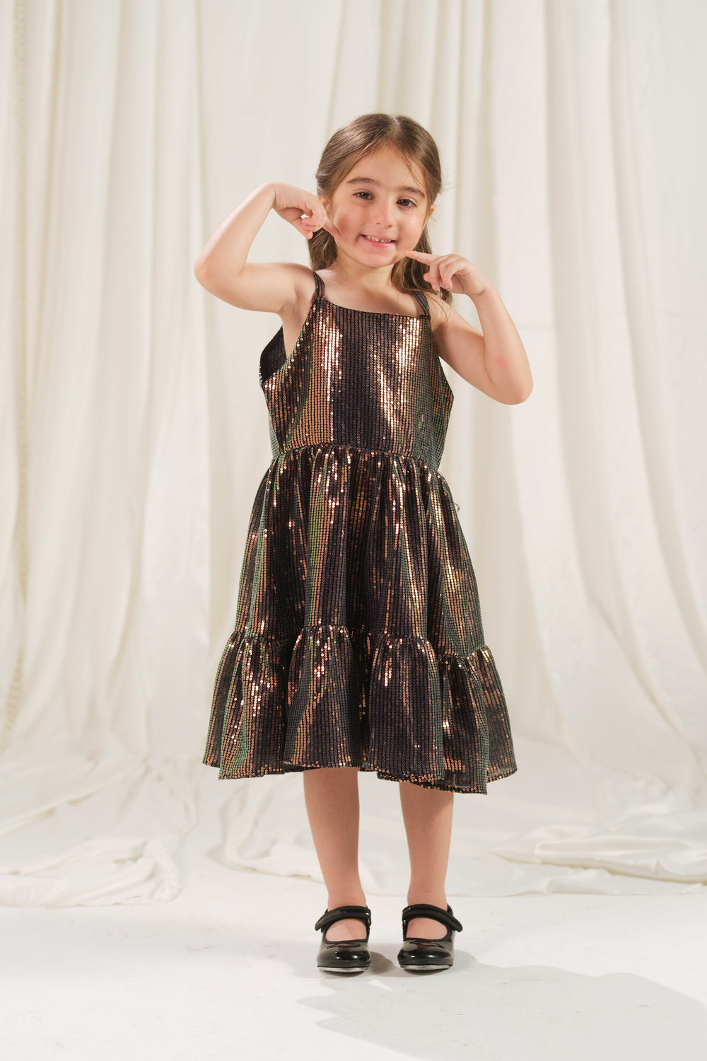 Sprinkles Girls RTW Embossed Net 1 Piece Suit Onyx Stripe Festive Collection