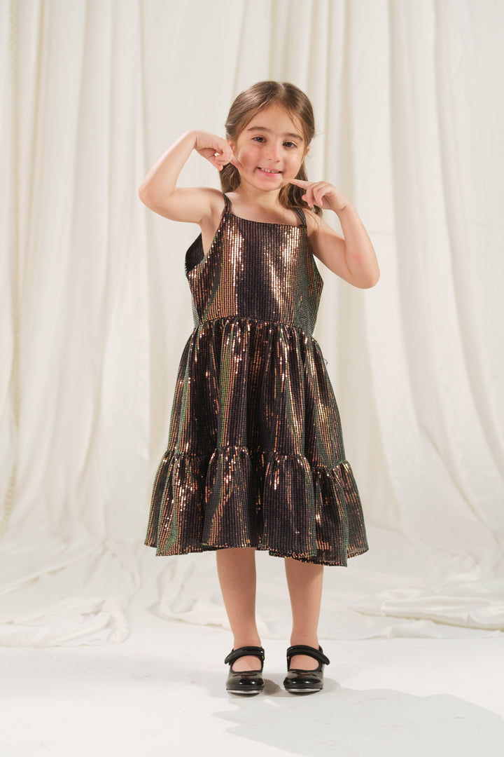 Sprinkles Girls RTW Embossed Net 1 Piece Suit Onyx Stripe Festive Collection