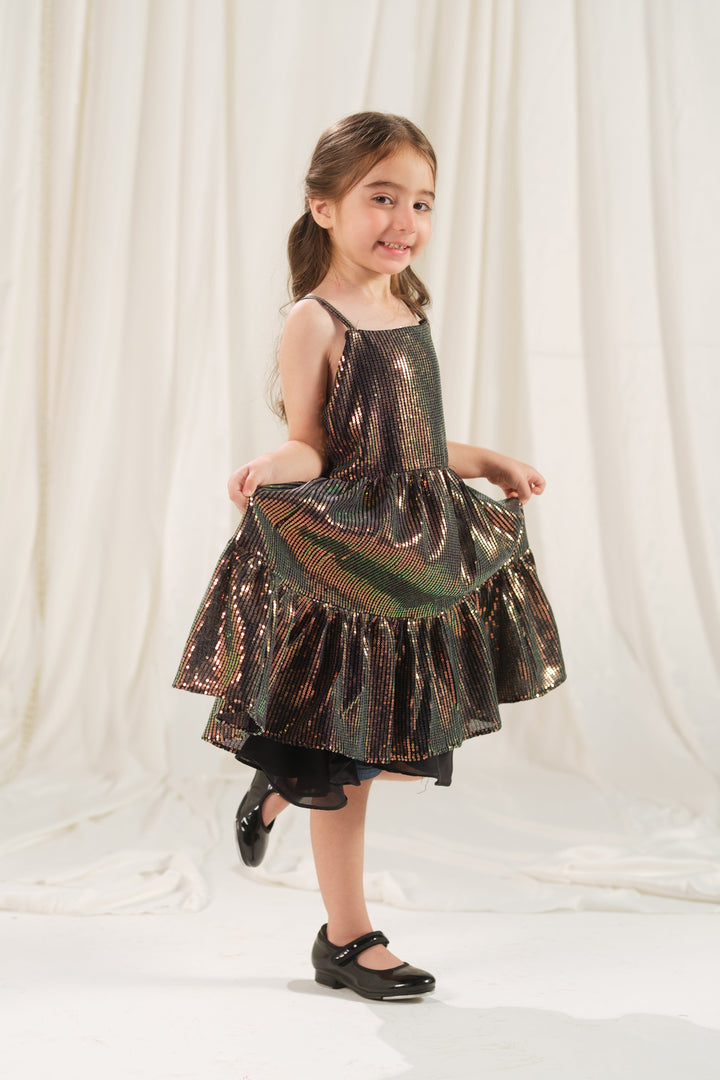 Sprinkles Girls RTW Embossed Net 1 Piece Suit Onyx Stripe Festive Collection