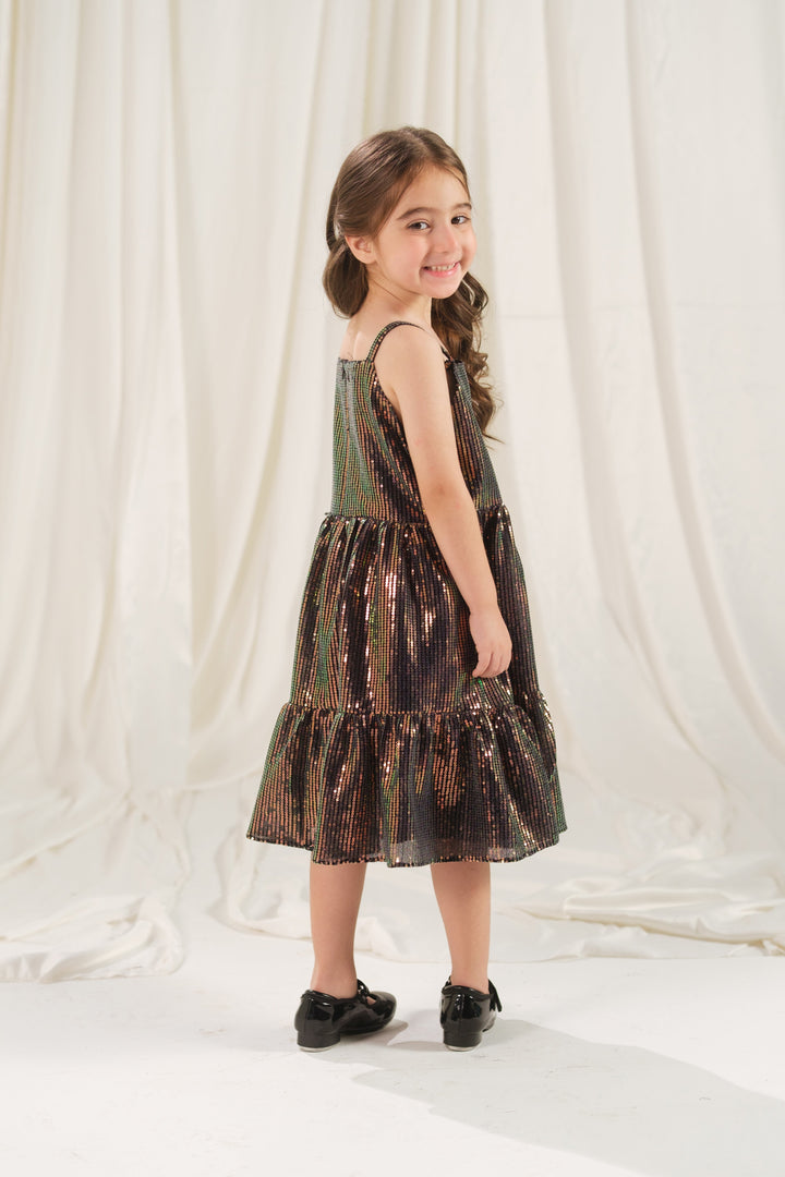 Sprinkles Girls RTW Embossed Net 1 Piece Suit Onyx Stripe Festive Collection