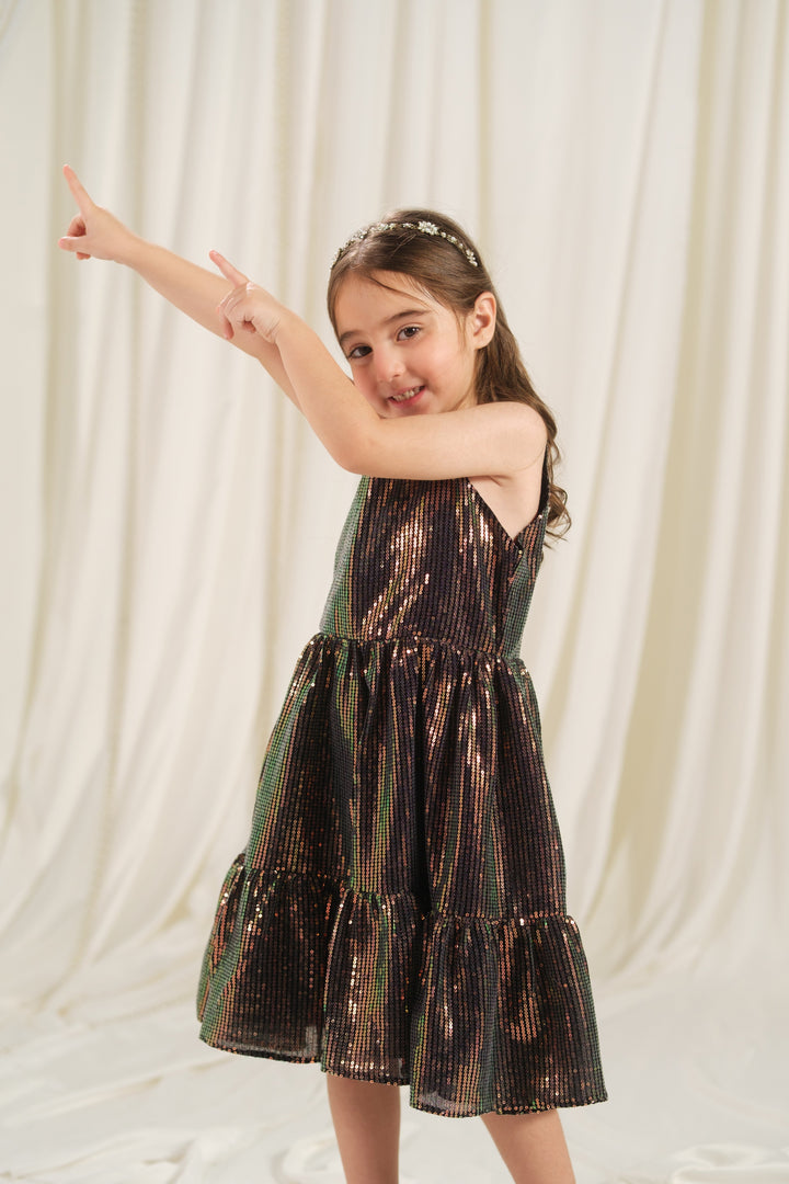 Sprinkles Girls RTW Embossed Net 1 Piece Suit Onyx Stripe Festive Collection