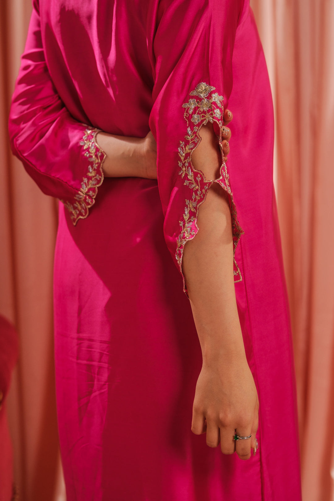 Sprinkles Girls RTW Embroidered Silk 1 Piece Suit Fuchsia Elegance Festive Collection