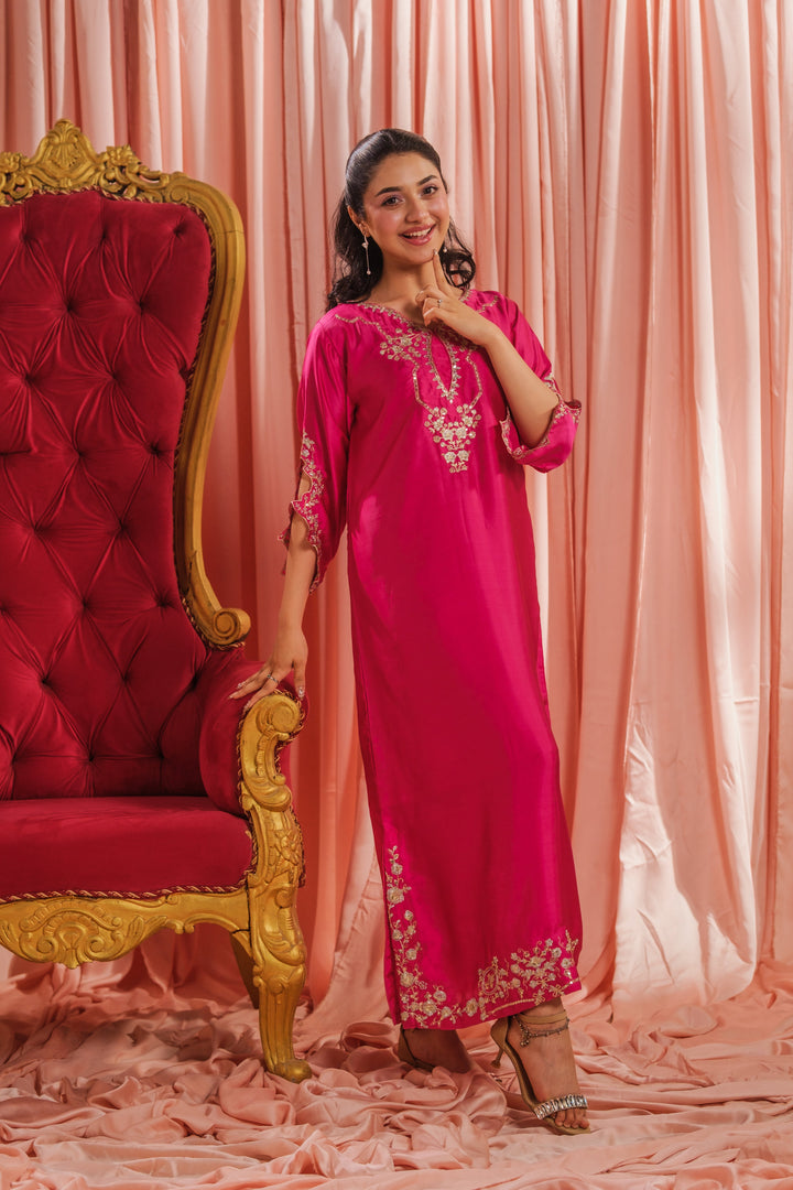 Sprinkles Girls RTW Embroidered Silk 1 Piece Suit Fuchsia Elegance Festive Collection
