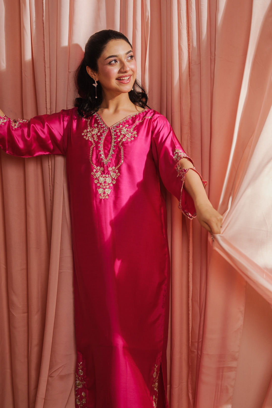 Sprinkles Girls RTW Embroidered Silk 1 Piece Suit Fuchsia Elegance Festive Collection