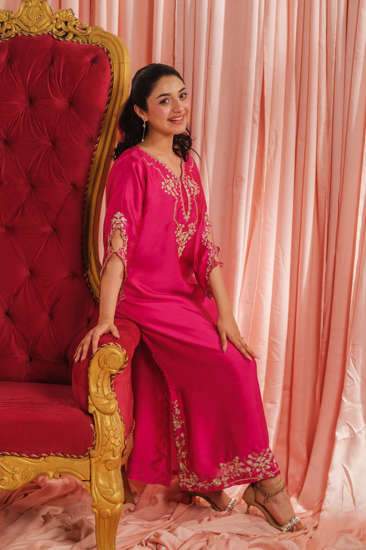 Sprinkles Girls RTW Embroidered Silk 1 Piece Suit Fuchsia Elegance Festive Collection