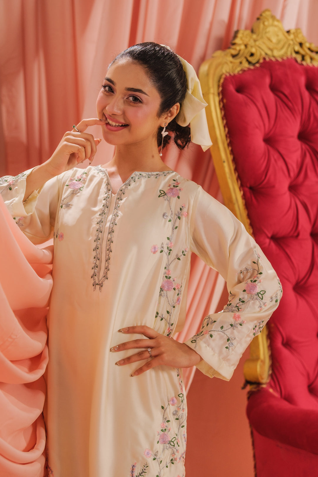 Sprinkles Girls RTW Embroidered Silk 1 Piece Suit Ivory Grace Festive Collection