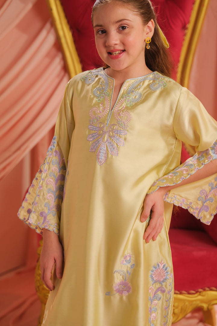 Sprinkles Girls RTW Embroidered Silk 1 Piece Suit Yellow Dawn Festive Collection