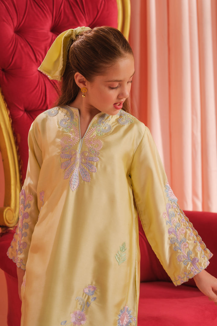 Sprinkles Girls RTW Embroidered Silk 1 Piece Suit Yellow Dawn Festive Collection