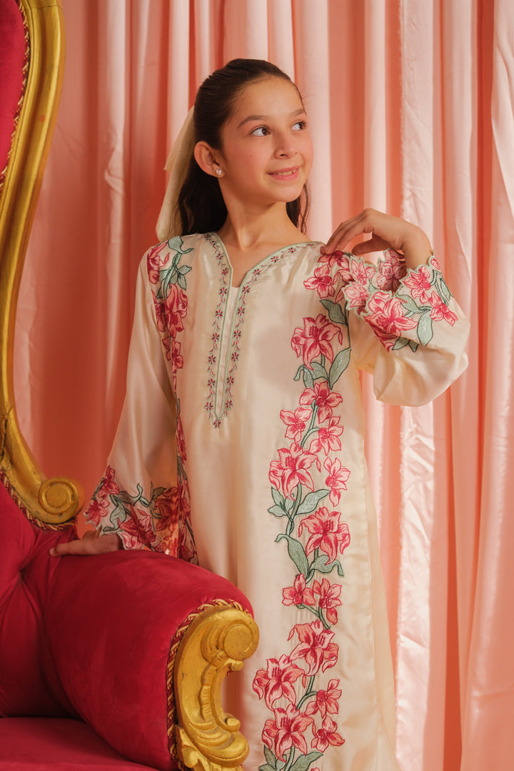 Sprinkles Girls RTW Embroidered Silk 1 Piece Suit Pearl Blossom Festive Collection