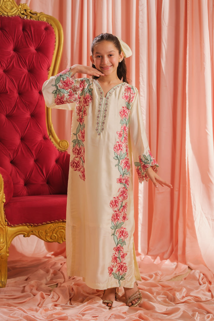 Sprinkles Girls RTW Embroidered Silk 1 Piece Suit Pearl Blossom Festive Collection