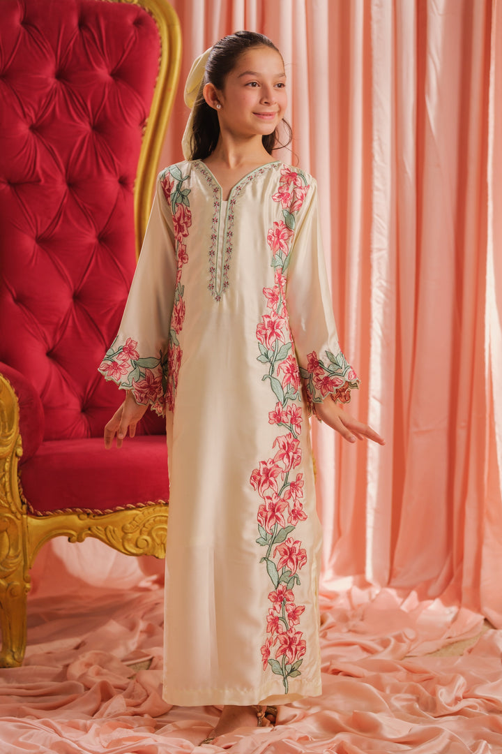 Sprinkles Girls RTW Embroidered Silk 1 Piece Suit Pearl Blossom Festive Collection