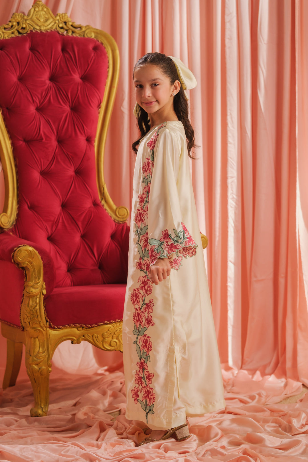 Sprinkles Girls RTW Embroidered Silk 1 Piece Suit Pearl Blossom Festive Collection