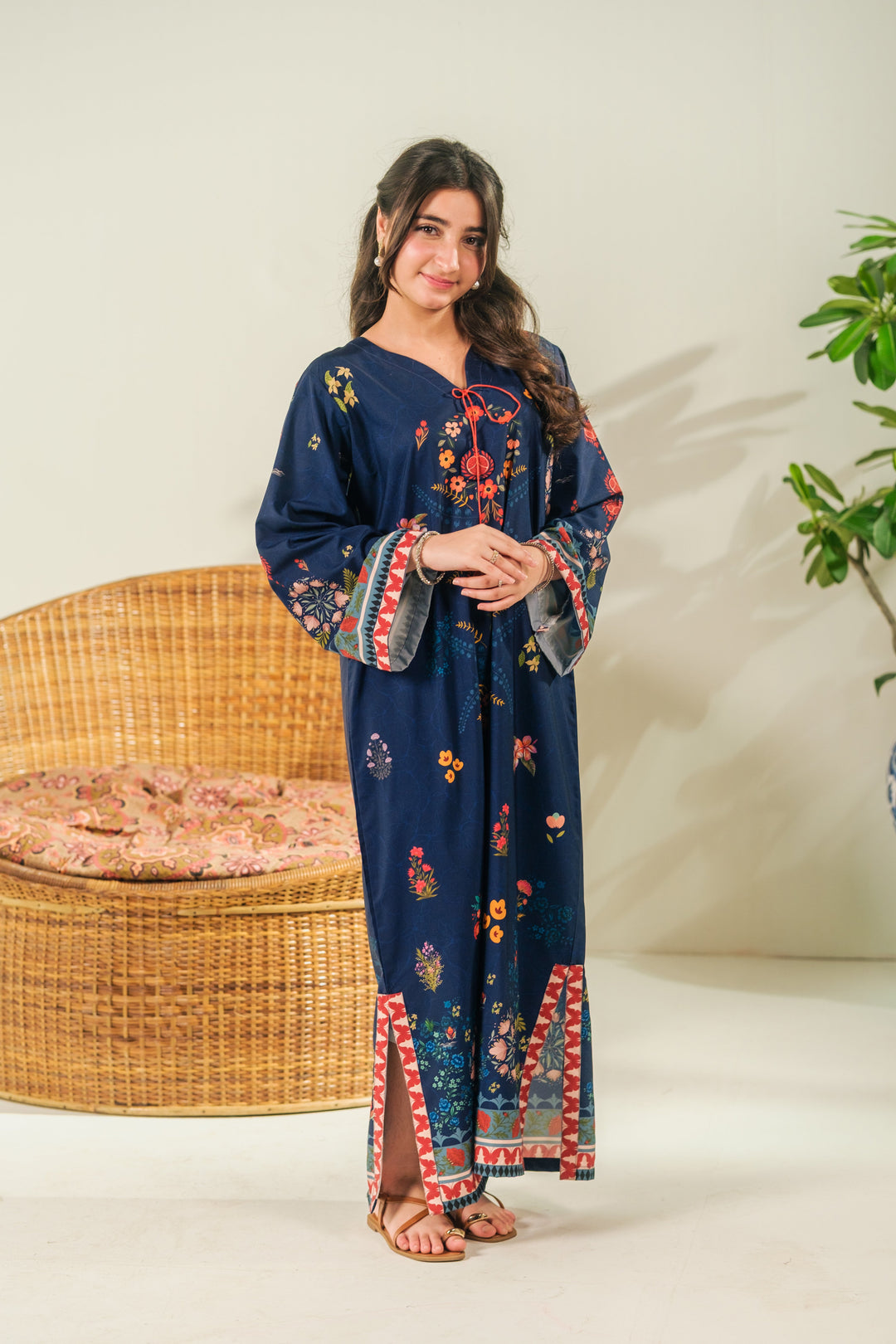 Sprinkles Girls RTW Printed Crepe 1 Piece Suit Velour Garden Festive Collection