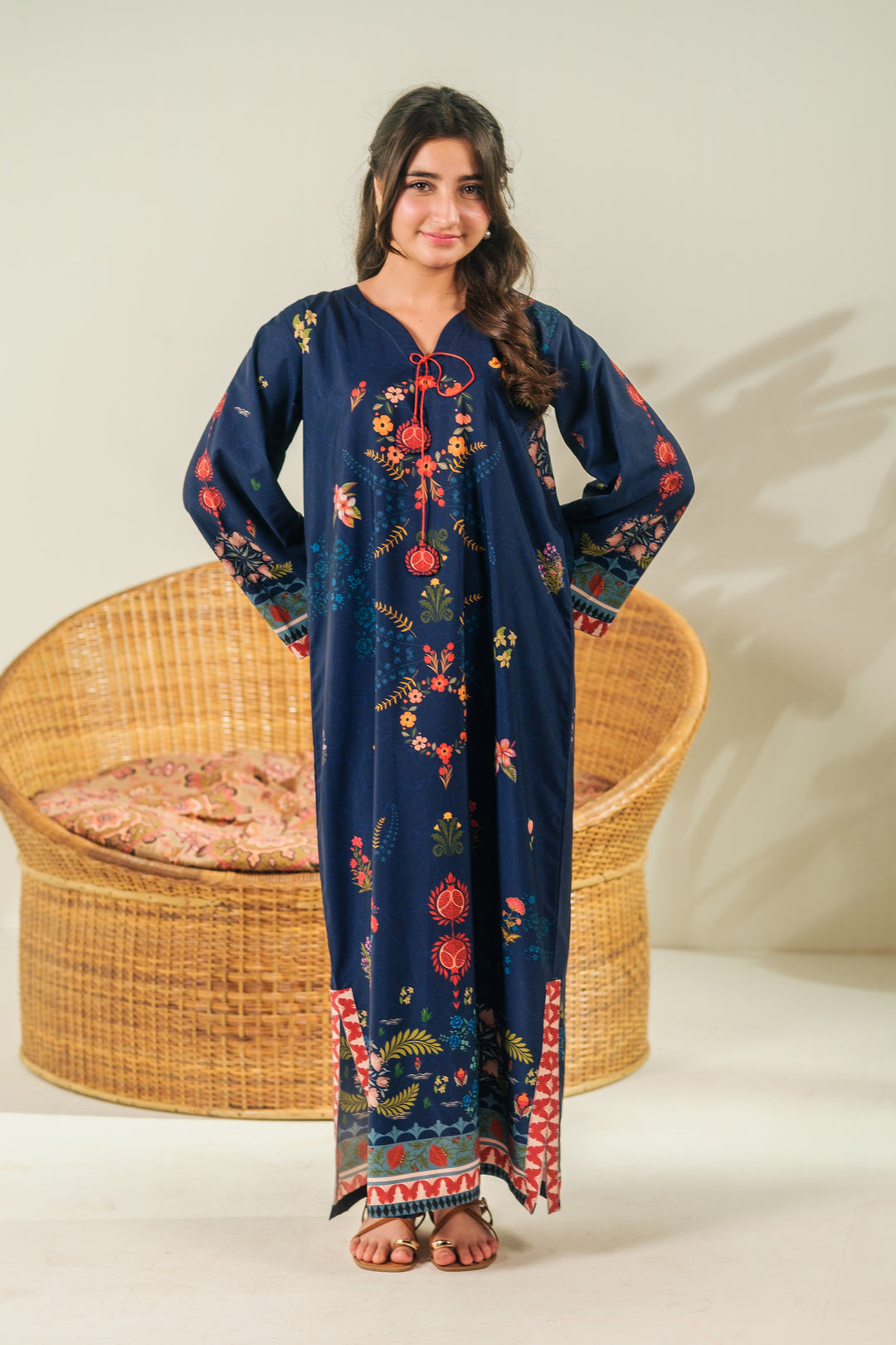 Sprinkles Girls RTW Printed Crepe 1 Piece Suit Velour Garden Festive Collection