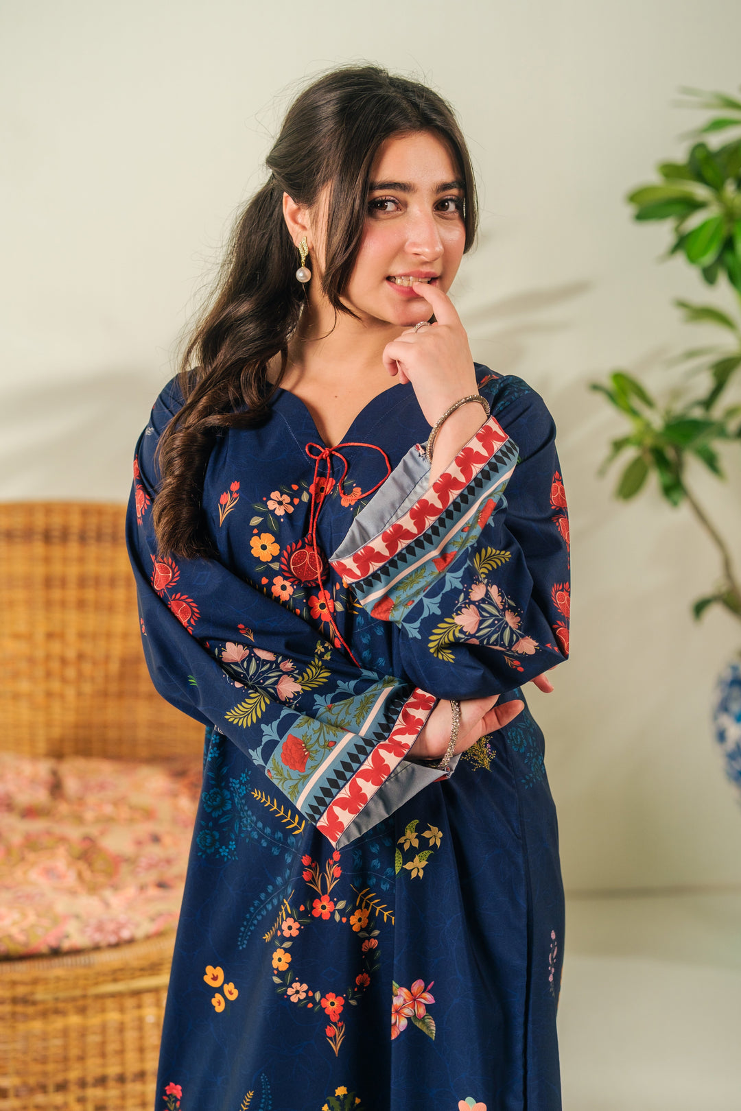 Sprinkles Girls RTW Printed Crepe 1 Piece Suit Velour Garden Festive Collection