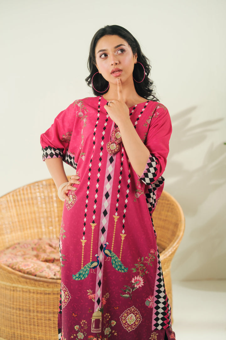 Sprinkles Girls RTW Printed Crepe 1 Piece Suit Peacock Grace Festive Collection